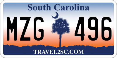 SC license plate MZG496