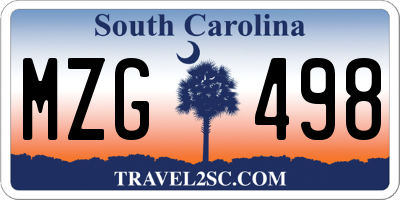 SC license plate MZG498