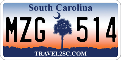 SC license plate MZG514