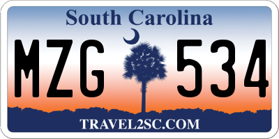 SC license plate MZG534