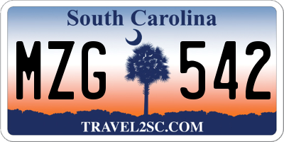 SC license plate MZG542