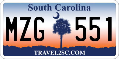 SC license plate MZG551