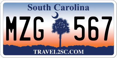 SC license plate MZG567