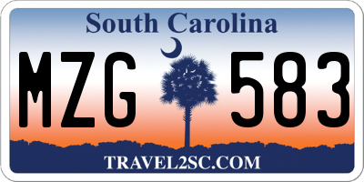 SC license plate MZG583