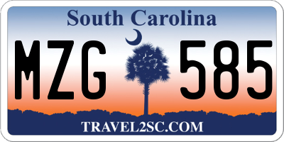 SC license plate MZG585