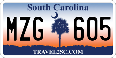 SC license plate MZG605