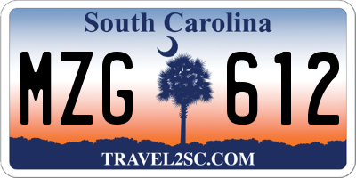 SC license plate MZG612