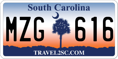 SC license plate MZG616
