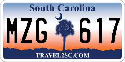 SC license plate MZG617