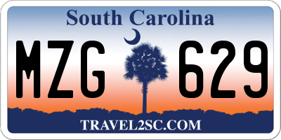 SC license plate MZG629