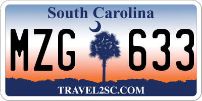 SC license plate MZG633