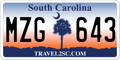SC license plate MZG643