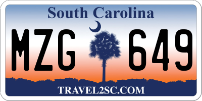 SC license plate MZG649