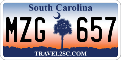 SC license plate MZG657