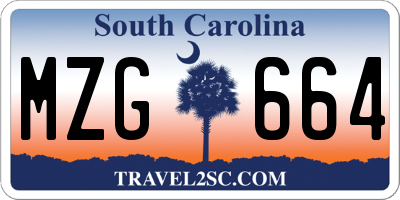 SC license plate MZG664