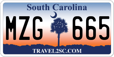 SC license plate MZG665