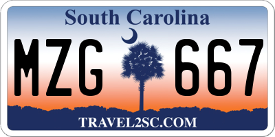SC license plate MZG667