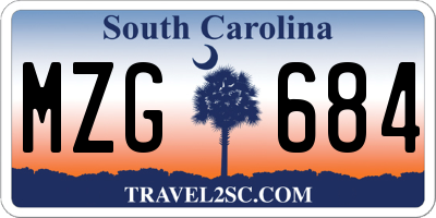 SC license plate MZG684