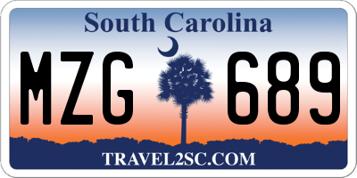SC license plate MZG689