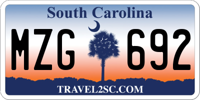 SC license plate MZG692