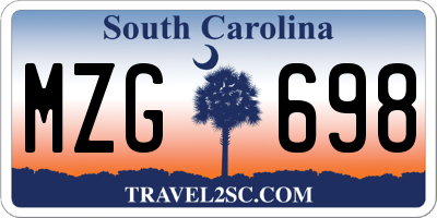 SC license plate MZG698