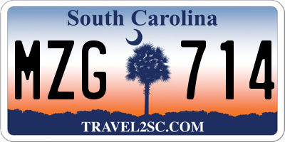 SC license plate MZG714