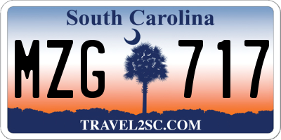 SC license plate MZG717