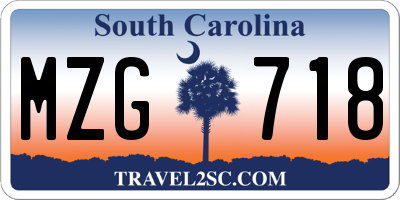 SC license plate MZG718