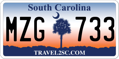 SC license plate MZG733