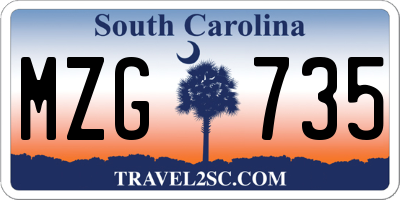 SC license plate MZG735