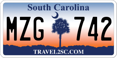 SC license plate MZG742