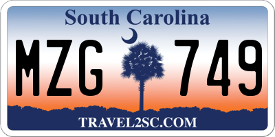 SC license plate MZG749