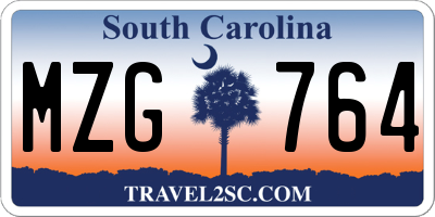 SC license plate MZG764