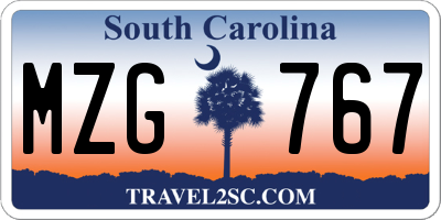 SC license plate MZG767