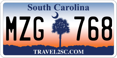 SC license plate MZG768