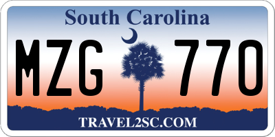 SC license plate MZG770