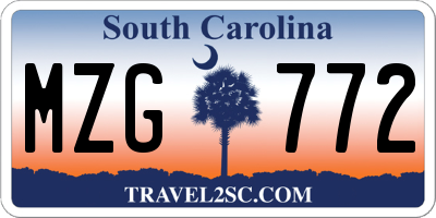 SC license plate MZG772