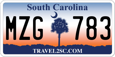 SC license plate MZG783