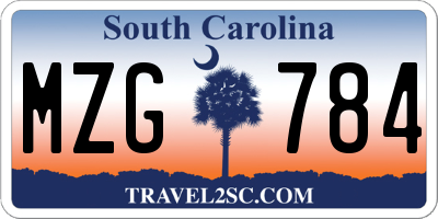 SC license plate MZG784