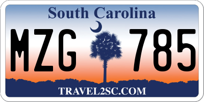 SC license plate MZG785