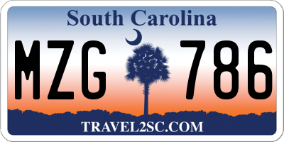 SC license plate MZG786
