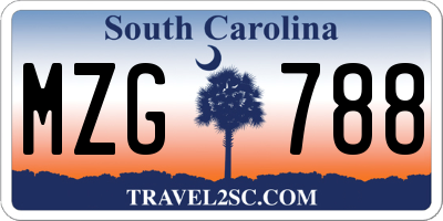 SC license plate MZG788