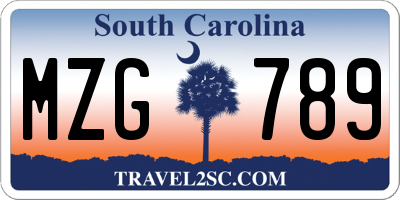 SC license plate MZG789