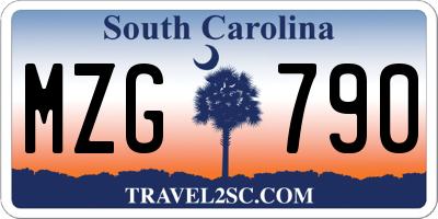 SC license plate MZG790