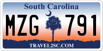 SC license plate MZG791