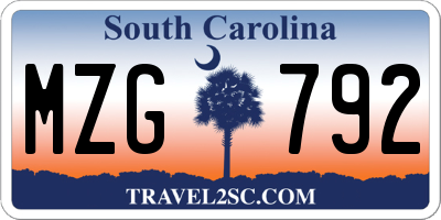SC license plate MZG792