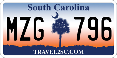 SC license plate MZG796