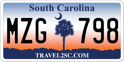 SC license plate MZG798
