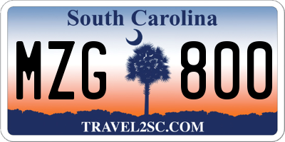 SC license plate MZG800