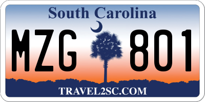 SC license plate MZG801